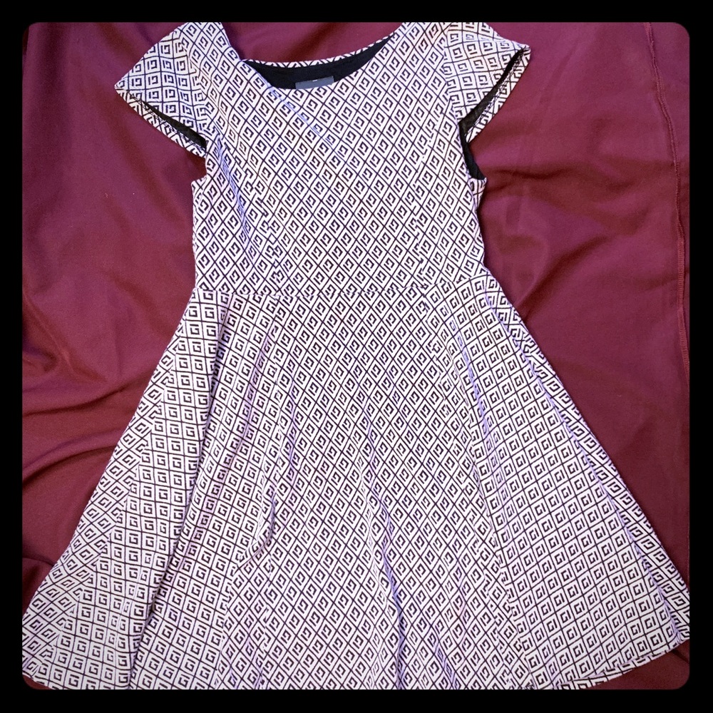 Anthropologie Maeve B&W fit and flare dress